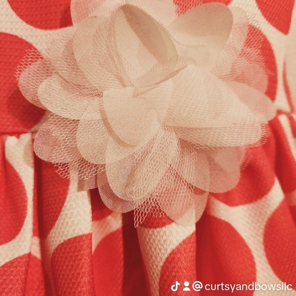 The Communion Collection Girl's Cream&Coral Dot Scalloped hem Dress; Size 6, NWT - Picture 2 of 10